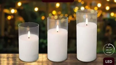 £2.25 • Buy Authentic Flame Battery Flickering LED Wax Candle Lights Glass Jar 6h Timer 