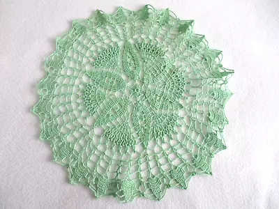 Vintage Hand-crocheted Doily-intricate-6-point Blossom Center-spring Green • $6.50