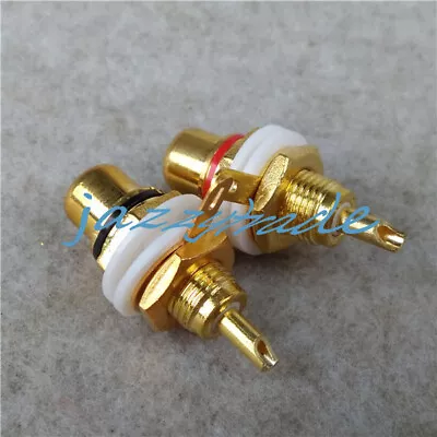 2PC  Gold Motor Amp Rca Connector Female Chassis Sockets • $3.08