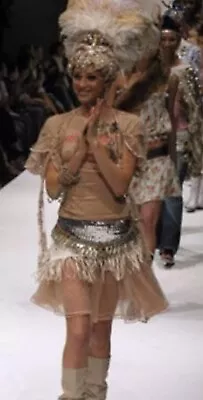 $149 • Buy Rare Sass & Bide Archive Runway Fringed Dress With Silver Sequence Belt S/10