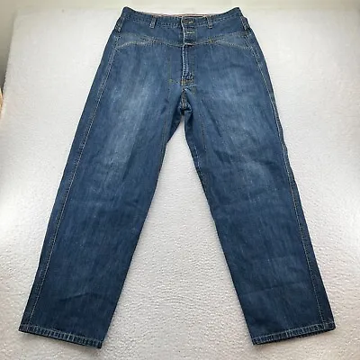 Marithe Francois Girbaud Men's 34 34M Blue Jean Wide Leg Pants VTG • $44.12