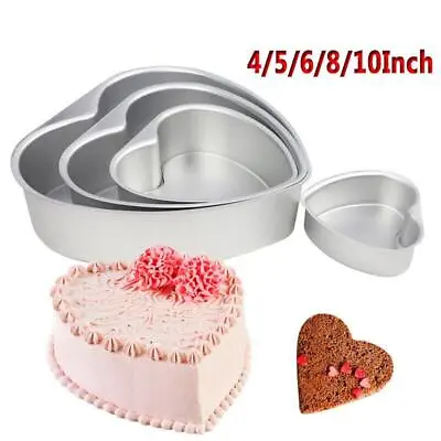 4/5/6/8/10  Tin Heart Shaped Bread Cake Pan Bakeware Mold Baking Tray Moulds AU • $12.99