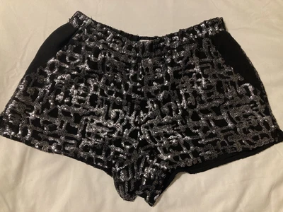 £6 • Buy Urban Outfitters Light Before Dark Black Silver Sequin Shorts
