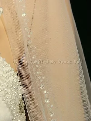 1T Ivory Wedding Bridal Fingertip Length Beaded Edge Veil • $28.99