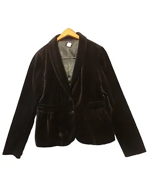 J Crew Velvet Blazer Jacket Womens Black Size 8T • $40