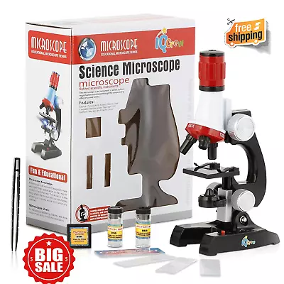 Educational Microscope 100X-1200X Kit Science Math Kids Toy Set Gift NEW • $30.91