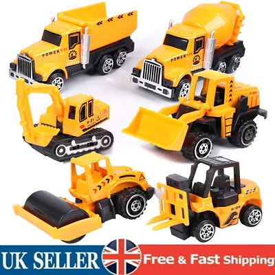 6Pcs Kids Toy Mini Construction Truck Excavator Digger Demolition Vehicle Toys • £9.28