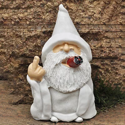 $8.95 • Buy Funny Smoking White Wizard Gnome Statue Garden Yard Lawn Ornament Decor Gift US