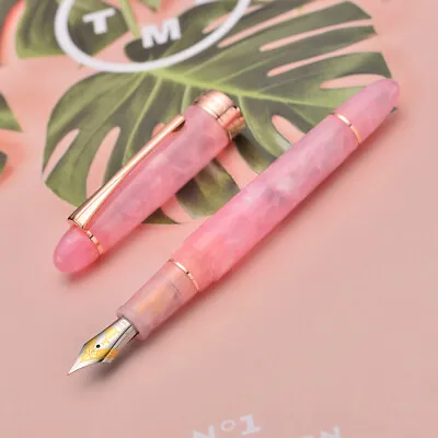 Kaigelu 356 Pink Resin Fountain Pen Iridum EF/F/M Nib Golden Clip Office Ink Pen • $24.83