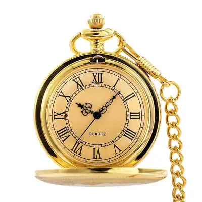 Roman Numeral Quartz Pocket Watch Necklace Pendant • £13.19