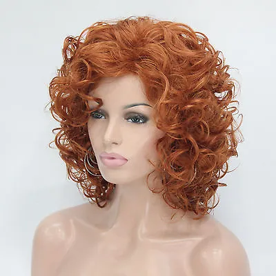 New Fashion 40cm Length Orange Brown Curly Synthetic Hair Women's Full Wig  • $15.99