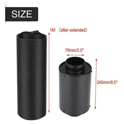 76mm 3 Universal Carbon Fiber Cold Air Intake Filter Kit BT • $37.93