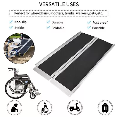 4FT Portable Wheelchair Ramp Non Skid Aluminum Foldable Mobility Scooter Ramp • $158.73