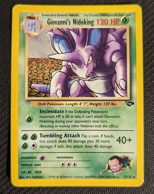 $25 • Buy Giovanni's Nidoking MP Pokemon TCG Gym Challenge 7/132 Unlimited Holo Rare