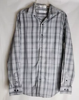 Calvin Klein Men's Dress Shirt Collared Plaid Long Sleeve Button Up Size 16 • $11.99