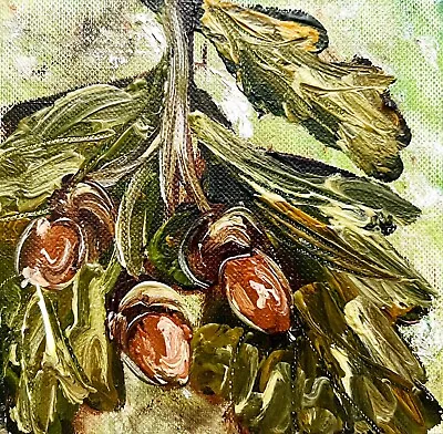 Oak Tree Branch Oil Painting On Canvas Acorns Artwork Fall Mood Autumn Vibes Art • $28.74