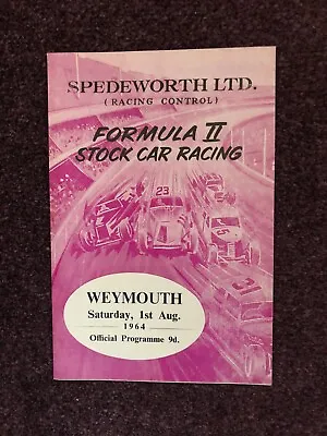 Stock Car Racing Programme Weymouth 1st August 1964 Spedeworth F2 • £4.95
