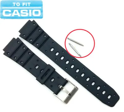 $7.94 • Buy 17mm Fits Casio Watch Band Rubber Strap + Pins Fits TS-200 TS-100 TR-1 SDB-500