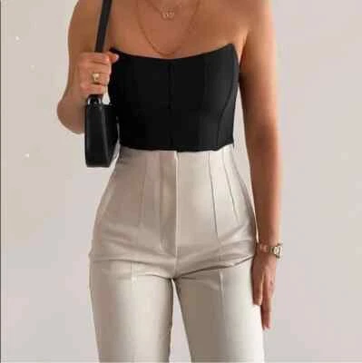 $36 • Buy NWT Zara High Waisted Rise Pants Bloggers Favorite Size S Small Cream