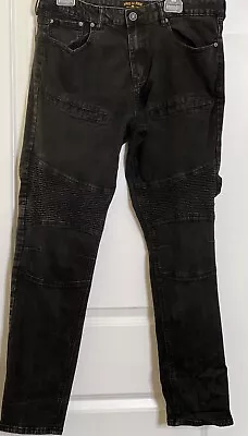 Ring Of Fire Denim Biker Jeans Slim Fit Mens Size 36X32 Black • $21.14