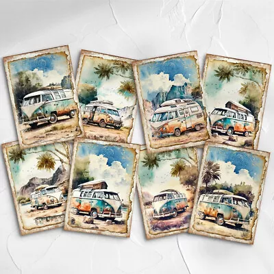 Campervan Mini Cards Journals Cardmaking Supplies Beach Camper Van • £2.80