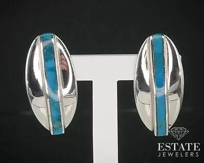 Estate Sterling Jay King Mine Finds Natural Turquoise Ladies Earrings 4g I15449 • $39
