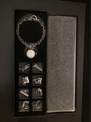 New Travel Charm Bracelet Quartz Watch T-Bar Clip On Charms Includes Gift Box • £9.99