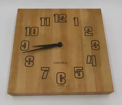 Vintage Verichron Quartz Wall Clock 11.5” X 11.5” Square Butcher Block Design • $32.99