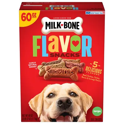 Milk-Bone Flavor Snacks Large Dog Biscuits Flavored Crunchy Dog Treats 60 Oz. • $14.23