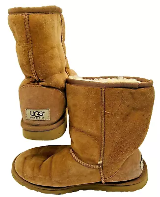 UGG Classic Short Boots Style #5825 Sheepskin Shearling Tan Size 6 - Excellent • $33