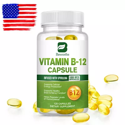 Vitamin B-12 Complex 120ct B-12 Vitamins Energy Cardio Aids Nervous System • $13.64