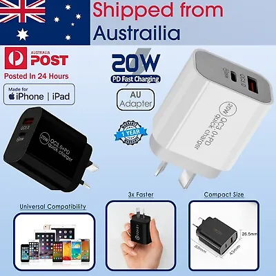 $12.99 • Buy DUAL USB Wall Charger Fast PD Power Adapter Type C QC3.0 For Android IPhone IPad