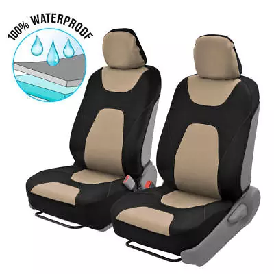 Waterproof Seat Covers For Car SUV Van Auto - Black & Tan Sport Protection 2pc • $29.50