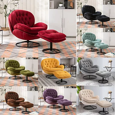 Soft Velvet Upholstered Lazy Chair With Ottoman Modern Lounge Accent Chair Sofa • $331.07