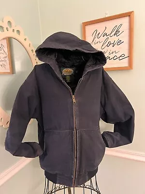 VTG Cabelas Mens Quilted Lined Canvas Jacket Work Thinsulate Coat Hooded S 90s • $42