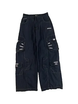 Vintage MacGear Wide Leg Raver Cargo Pants Black Reflective Men’s 30x32 90s • $299.99