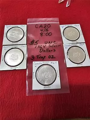 $5 Face Value Canada 1964 Queen Elizabeth Silver Dollars 3 Troy Ounces  #T-CA20 • $51.10