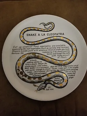 $250 • Buy Piero Fornasetti Fleming Joffe Recipe Plate Snake A LA CLEOPATRA Impossible Rare