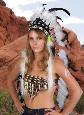 $160.32 • Buy Headdress White Feather Native American Hat Headband Costume Handmade Indian
