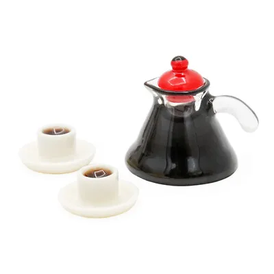 1:12 Miniature 3pcs Set Glass Coffee Pot With 2 Cups Kitchen Dollhouse Decor Toy • $5.19