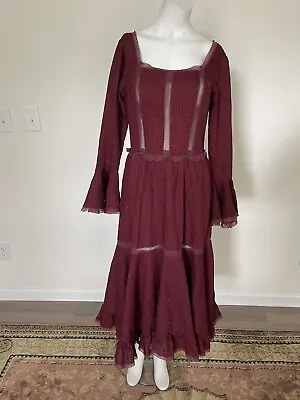 Vintage 70s Georgia Charuhas Mexican  BOHO Maxi Dress SZ 12 • $225