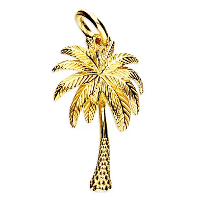 925 Sterling Silver Gold Palm Tree Pendant Charm • £16.70