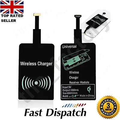 Universal QI Wireless Fast Charging Receiver Mobile USB Micro Charger Adapter UK • £2.99