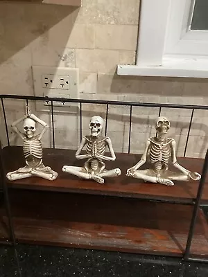 Set Of 3 - Halloween Resin Yoga Pose Skeletons  Three Different Poses. • $24.99