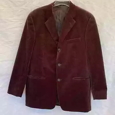 EUC Alfani Brown Velvet Three Button Smoking Jacket Blazer Sport Coat Size 40R • $39.99