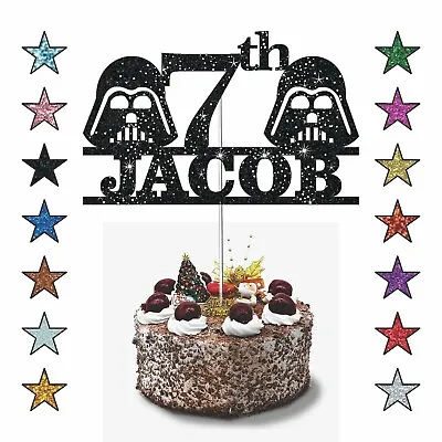 Personalised Darth Vader Birthday Glitter Cake Topper Any Age 5th 8th Unofficial • £3.79