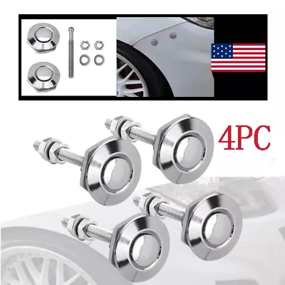 Push Button Quick Release Hood Bonnet Lock Pins Clip Car Bumper Latch Kit Silver • $17.49