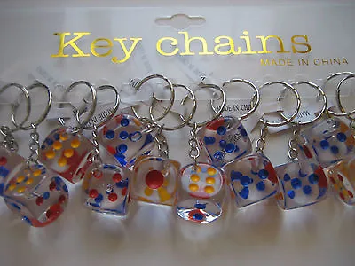 $9.49 • Buy Lot 12 Pc 18mm Dice Key Chains  / Free Shipping
