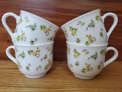 Martha Stewart Everyday Set Of 4 Mugs France Purple & Yellow Flowers EUC • $16.99