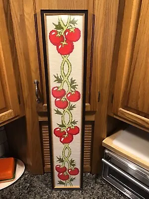 Vintage Farmhouse Yard Long Needlepoint Tapestry Bell Pull Tomato Vines Wall Art • $89.90